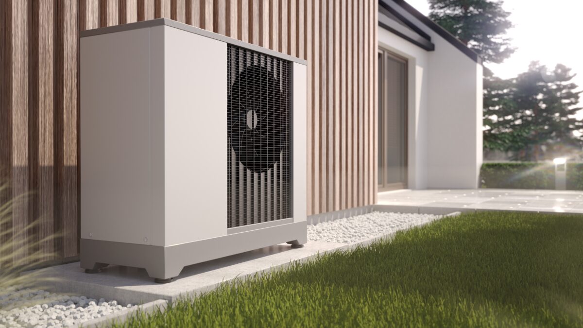 Air,Heat,Pump,Beside,House,,3d,Illustration